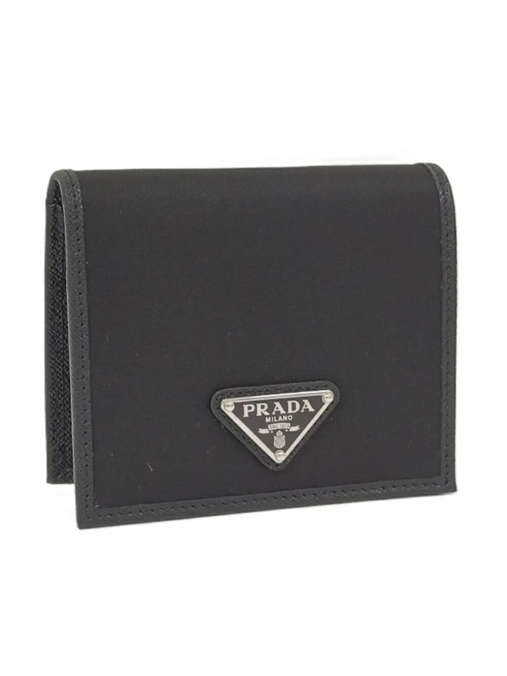 Prada Bifold Wallet Triangle Nylon Black